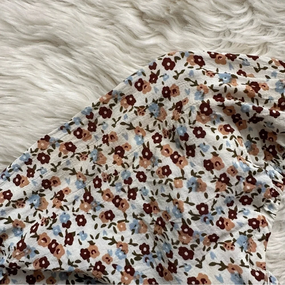 Faithfull The Brand Dress Beldhi Floral Mini Puff Sleeves Fit and Flare S